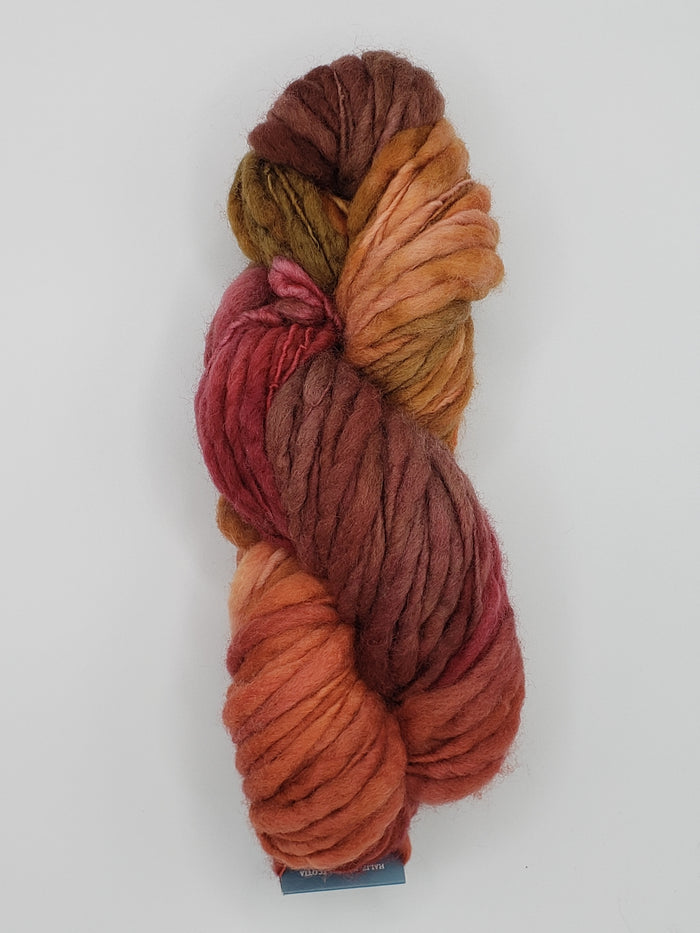 Slubby - CRANBERRY CHUTNEY - Merino/Blue Face Leicester - Hand Dyed Textured Yarn Thick and Thin  - Shades of  Red