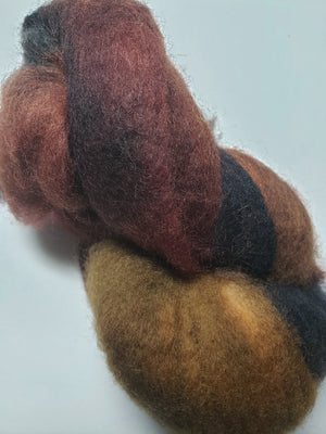Corriedale Sliver - EARTH - Hand Dyed Fleece - Shades of Brown