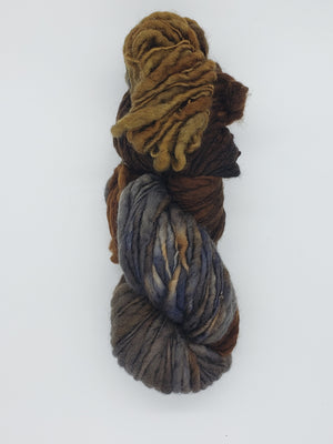 Slubby - EARTH - Merino/Blue Face Leicester - Hand Dyed Textured Yarn Thick and Thin  - Shades of Brown