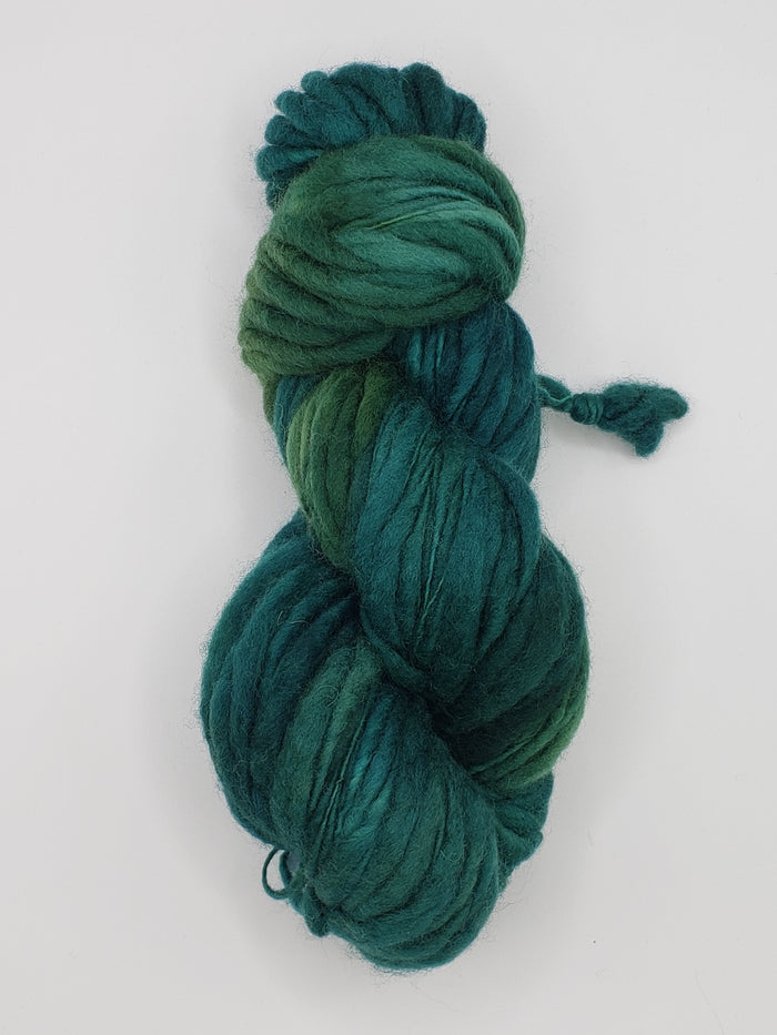 Slubby - EVERGREEN -  Merino/Blue Face Leicester - Hand Dyed Textured Yarn Thick and Thin