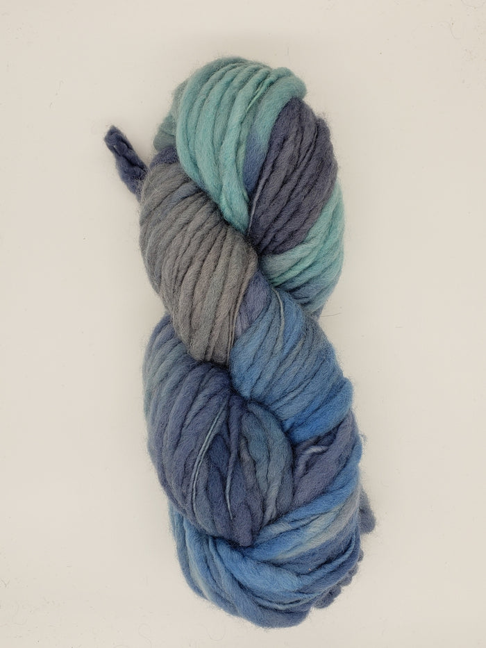 Slubby - FROZEN OCEAN - Merino/Blue Face Leicester - Hand Dyed Textured Yarn Thick and Thin  - Shades of Blue