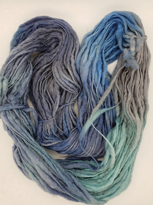 Slubby - FROZEN OCEAN - Merino/Blue Face Leicester - Hand Dyed Textured Yarn Thick and Thin  - Shades of Blue