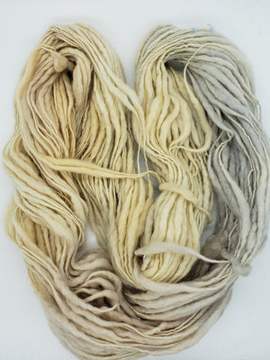 Slubby - IVORY -  Merino/Blue Face Leicester - Hand Dyed Textured Yarn Thick and Thin  - Variegated Shades