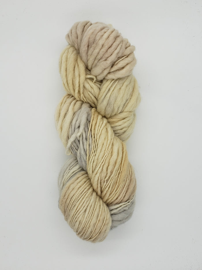 Slubby - IVORY -  Merino/Blue Face Leicester - Hand Dyed Textured Yarn Thick and Thin  - Variegated Shades