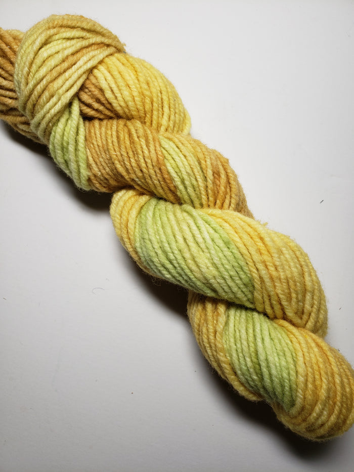 Wonder Woolen - LARCH - Fleece Artist Hand Dyed Yarn - Shades of Yellow-Green