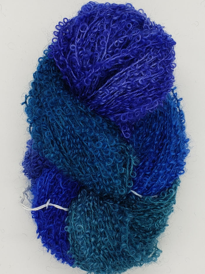 Wool Curly Locks - MARINE - Hand Dyed Textured Yarn - Landscape Shades