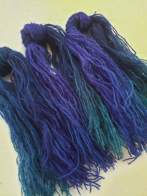 Mohair Strands - MARINE - Hand Dyed Textured Yarn - Shades of Blue
