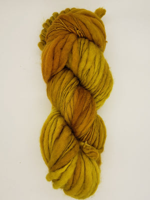 Slubby - MINEGOLD - Merino/Blue Face Leicester - Hand Dyed Textured Yarn Thick and Thin  - Shades of Gold