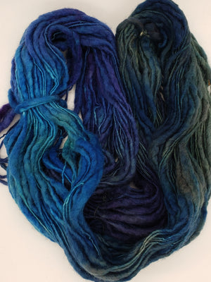 Slubby - OCEAN - Merino/Blue Face Leicester - Hand Dyed Textured Yarn Thick and Thin