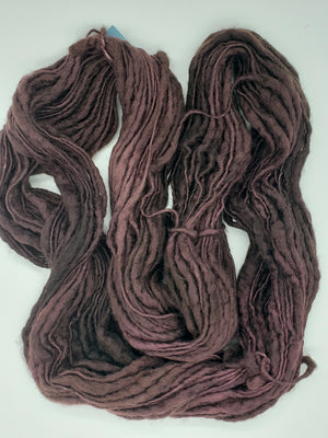 Slubby - PLUM -  Merino/Blue Face Leicester - Hand Dyed Textured Yarn Thick and Thin  - Variegated Shades