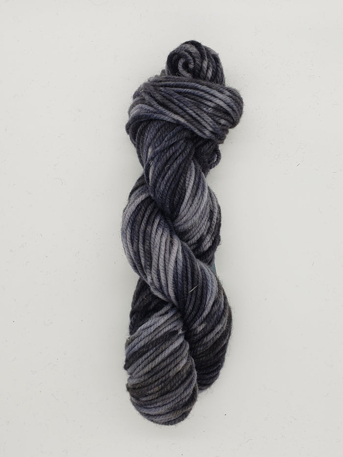 Wonder Woolen - ROCKY COAST - INKY  Fleece Artist Hand Dyed Yarn - Shades of Grey