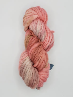 Slubby - ROSE GOLD -  Merino/Blue Face Leicester - Hand Dyed Textured Yarn Thick and Thin  - Shades of Pink and Gold