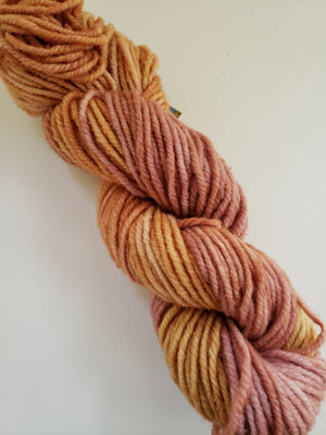Wonder Woolen - ROSE GOLD - Fleece Artist Hand Dyed Yarn - Shades of Pink/Gold