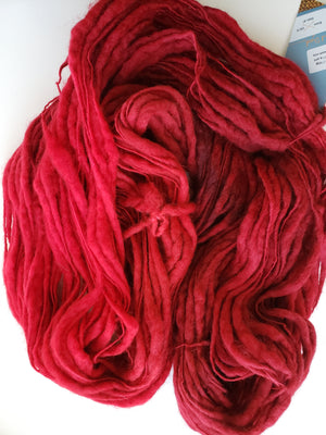 Slubby - RUBY - Merino/Blue Face Leicester - Hand Dyed Textured Yarn Thick and Thin  - Shades of Red