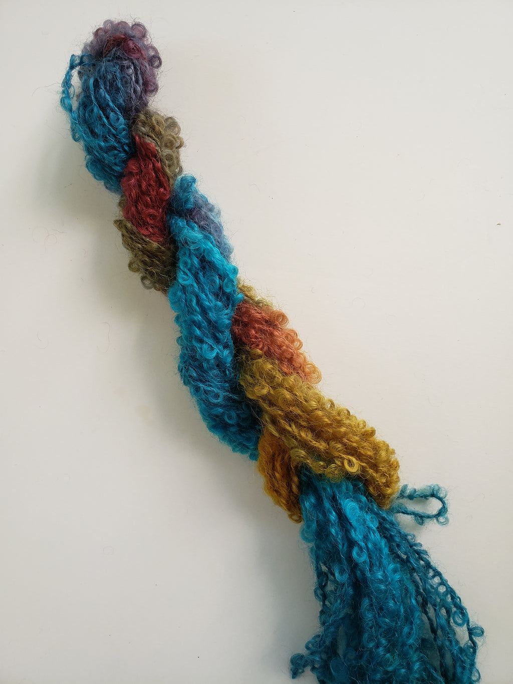 Curly Lock Strands - SECRET LAKE - Hand Dyed Textured Yarn OOAK - Multicoloured