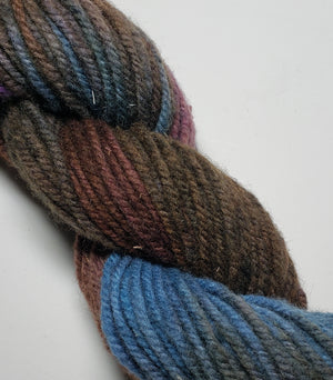 Wonder Woolen - WALNUT - Fleece Artist Hand Dyed Yarn - Shades of Brown/Blue/Purple