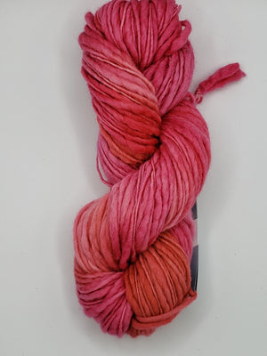 Slubby - ITALIAN ROSE -  Merino/Blue Face Leicester - Hand Dyed Textured Yarn Thick and Thin
