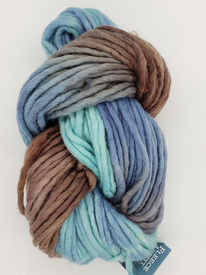 Flouf - DESCENT - 100% Merino Chunky - Fleece Artist Hand Dyed Yarn - Blue/Grey/Brown