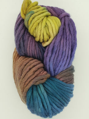 Flouf - NIGHTSHADE2 - OOAK Merino Chunky - Fleece Artist Hand Dyed Yarn - Blue/Purple/Orange/Green