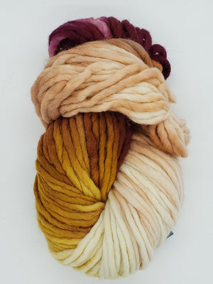 Flouf - PEACH BLOSSOM - 100% Merino Chunky - Fleece Artist Hand Dyed Yarn - Peach/Pink/Gold/Natural