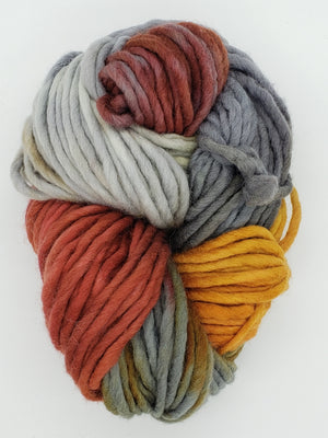 Flouf - RED FOX - 100% Merino Chunky - Fleece Artist Hand Dyed Yarn - Dark Grey/Rust/Gold/Orange