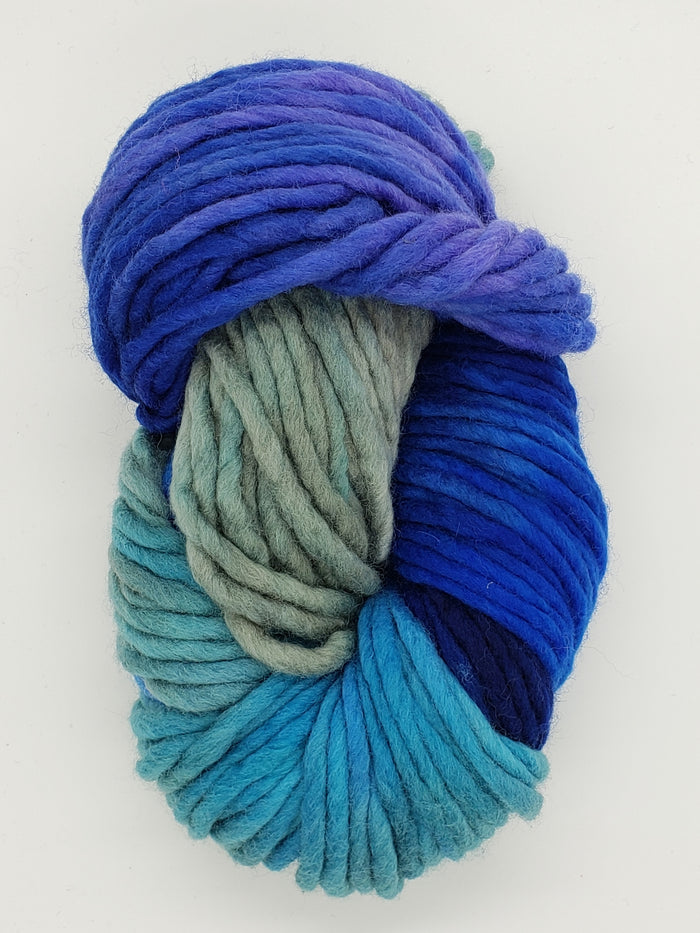 Flouf - GLACIER - 100% Merino Chunky - Fleece Artist Hand Dyed Yarn - Topaz/Grey/Blue