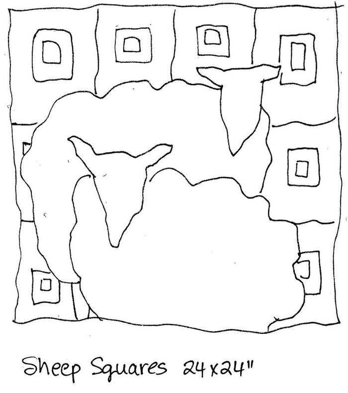 Sheep Squares  -  Rug Hooking Pattern on Linen