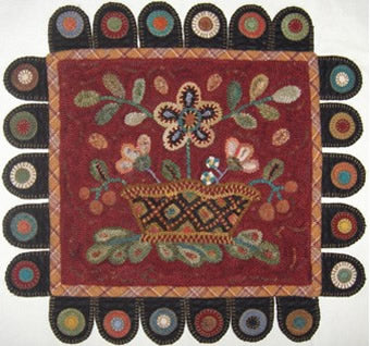 Seed Basket Rug Hooking Kit with Wool Applique Penny Tongues - Susan Quicksall