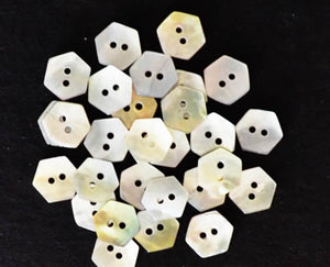 Mini Hex Shaped Buttons - Mother of Pearl