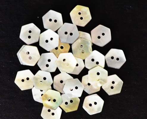 Mini Hex Shaped Buttons - Mother of Pearl