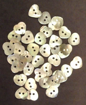 Mini Heart Shaped Buttons - Mother of Pearl