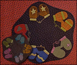 Amy's Mittens Table Mat -  Wool Applique Pattern with Option for a Wool Kit