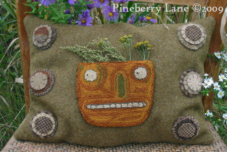 Harvest Gatherings Pumpkin Pillow - Punch Needle Pattern