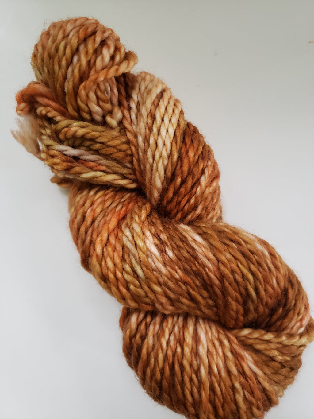 JACK O'LANTERN - BIG TWISTY 2 PLY -  Hand Dyed Shades of Orange, Rust and Beige Chunky Yarn for Rug Hooking - RSS255