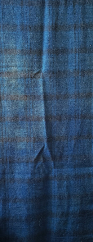 Hand Dyed Studio Cloth - OCEAN CURRENT - Shades of Blue on Plaid -  Wool Fabric for Rug Hooking and Wool Applique - RSS191