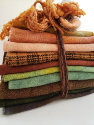 HAND DYED STUDIO CLOTH BUNDLES - PUMPKIN PATCH - One yard - 100% Wool for Rug Hooking & Wool Applique - RSS214