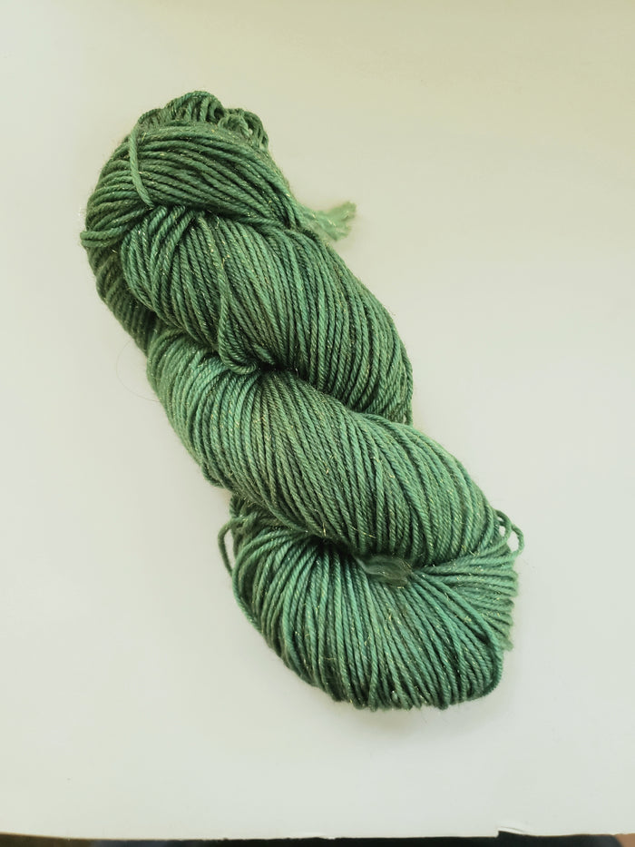 SEASONAL GREENERY SPARKLE - Merino/Gold Stellina -  Hand Dyed Shades of Green - Yarn for Rug Hooking - RSS249