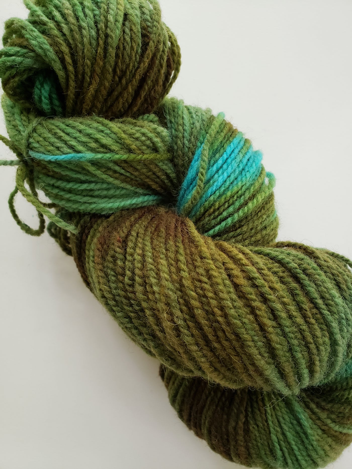 TEA LEAVES - Hand Dyed Shades of Blue-Green Worsted Yarn for Rug