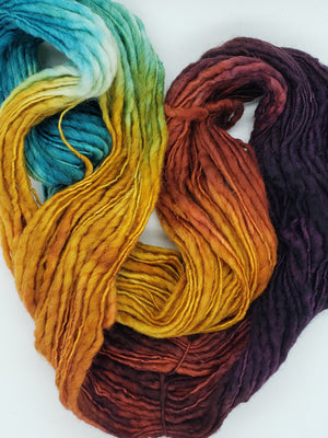 Slubby - SEDONA -  Merino/Blue Face Leicester - Hand Dyed Textured Yarn Thick and Thin  - Sunrise Variegated Shades